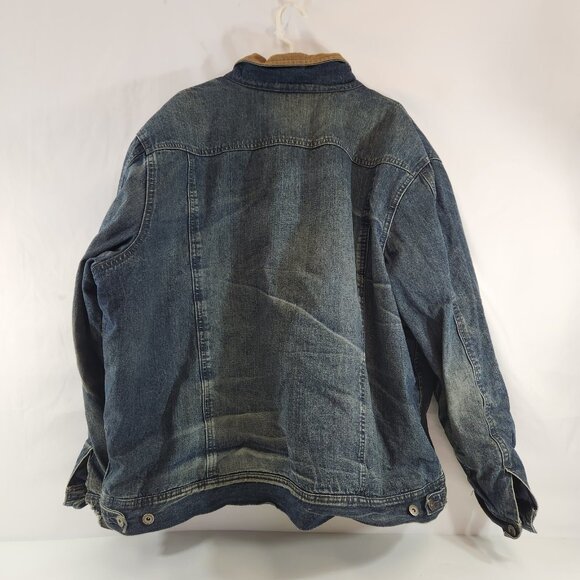 Denver Hayes Mens Lined Quilted Denim Jacket Distressed Parachutist Patch Warm - Picture 8 of 16